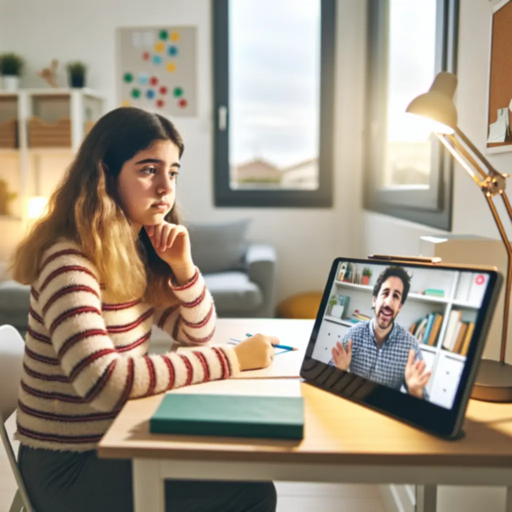 Élève suivant un cours particulier en ligne sur ordinateur
