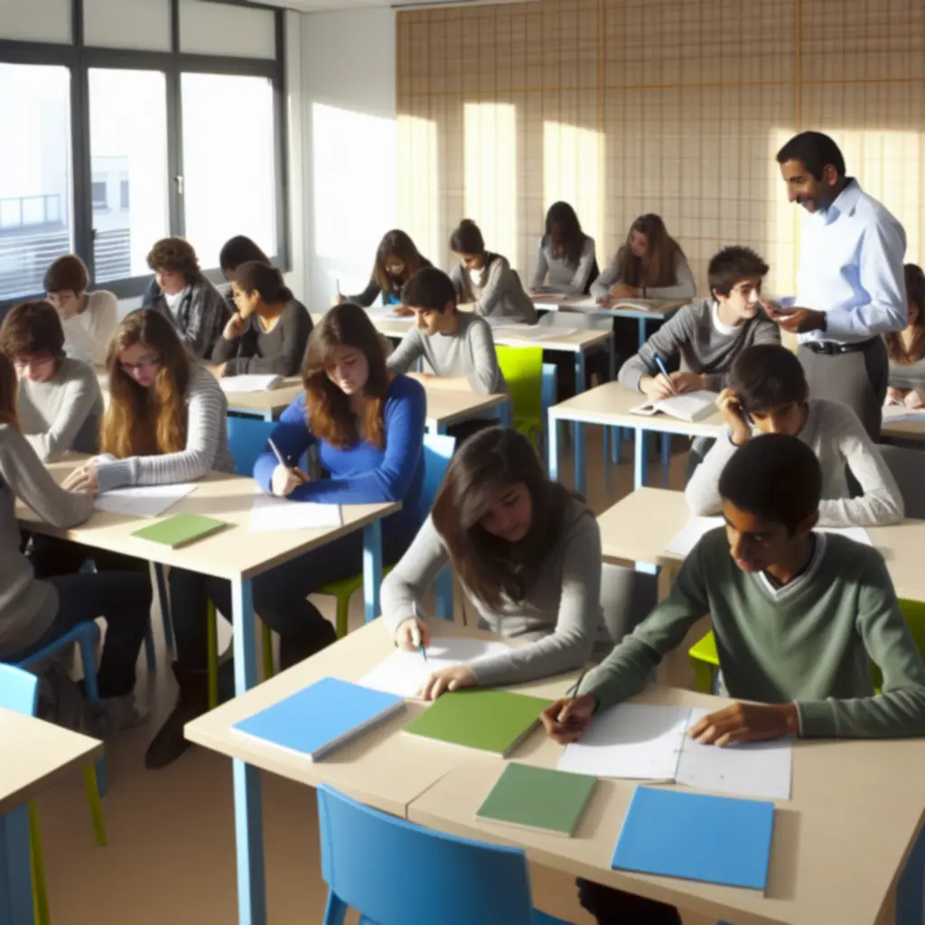 Séance de soutien scolaire moderne dans une salle de classe lumineuse