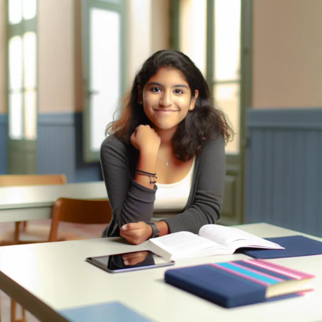 Lycéen français souriant après avoir amélioré ses résultats grâce au soutien scolaire